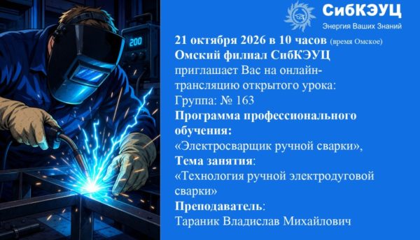 21.10.2026 в 10:00 Омский филиал СибКЭУЦ приглашает Вас на онлайн-трансляцию открытого урока